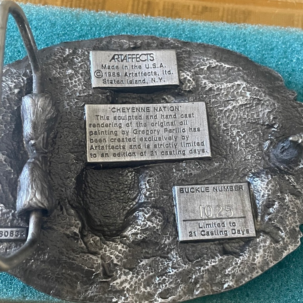 Artaffects Gregory Perillo Cheyenne Nation Pewter Belt Buckle Limited Ed 1025 - Picture 2 of 5